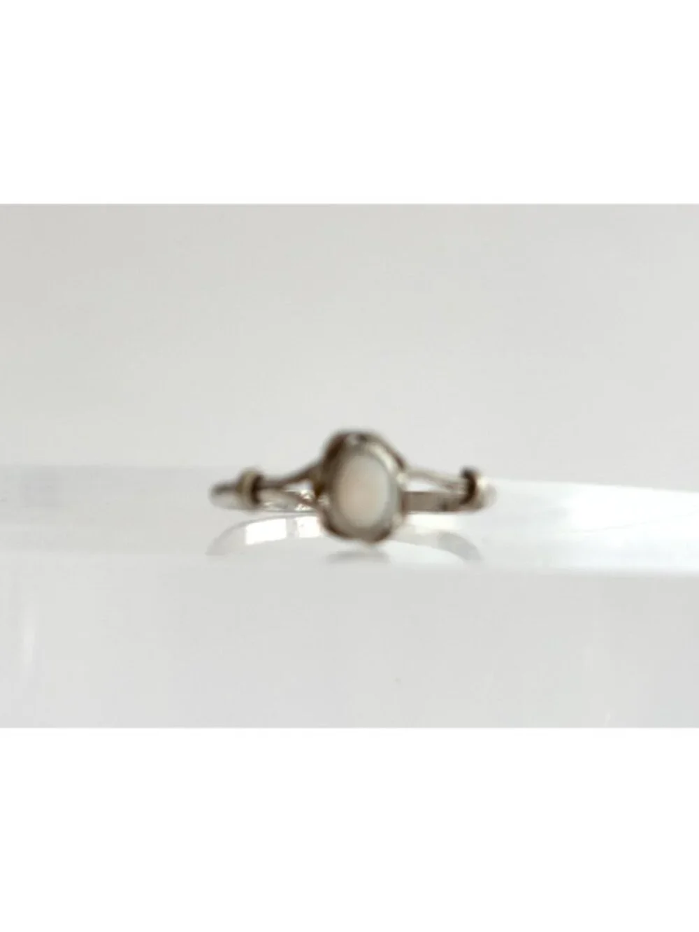 Native American Mother of Pearl Stone Sterling Silver 925 Vintage Ring - sz 6.75
